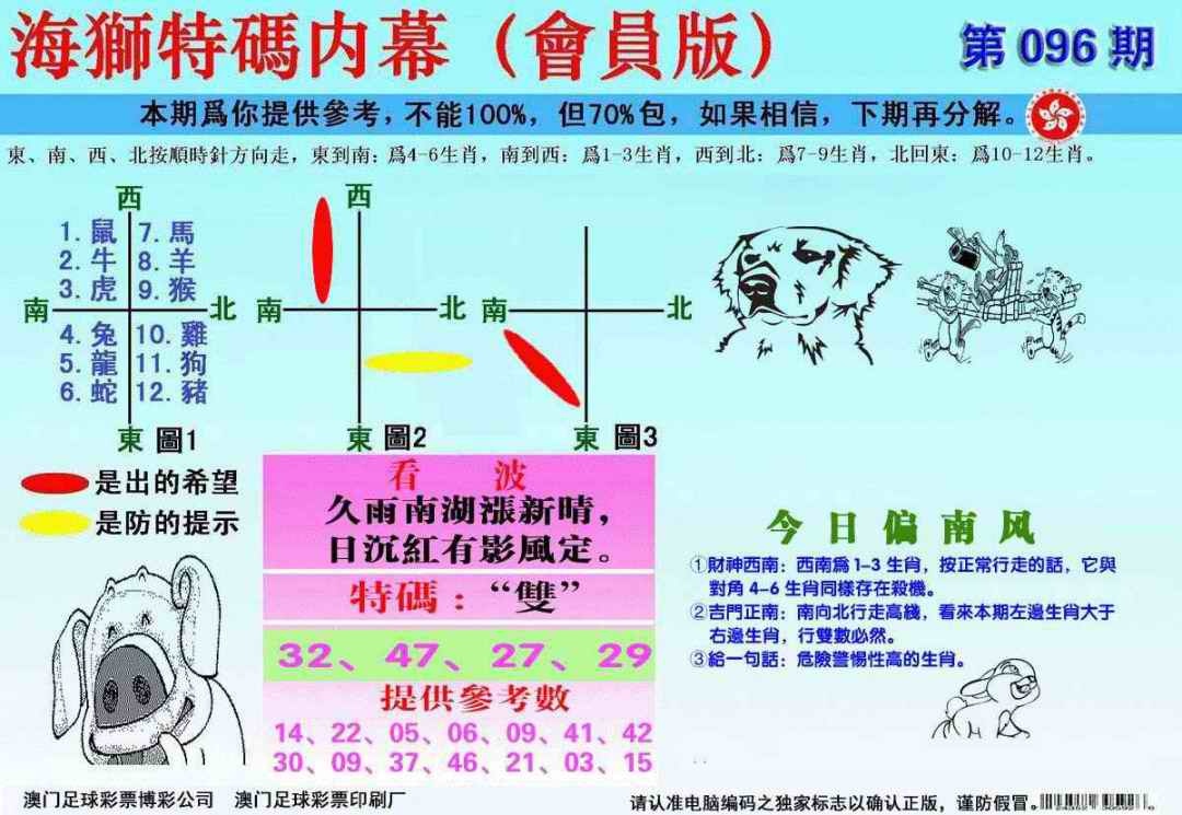 六合彩096期另版海狮特码内幕报