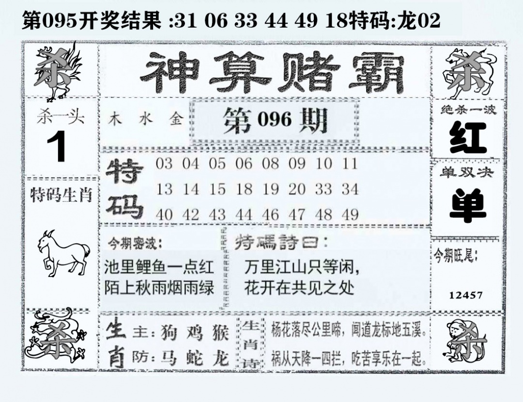 六合彩096期神算赌霸