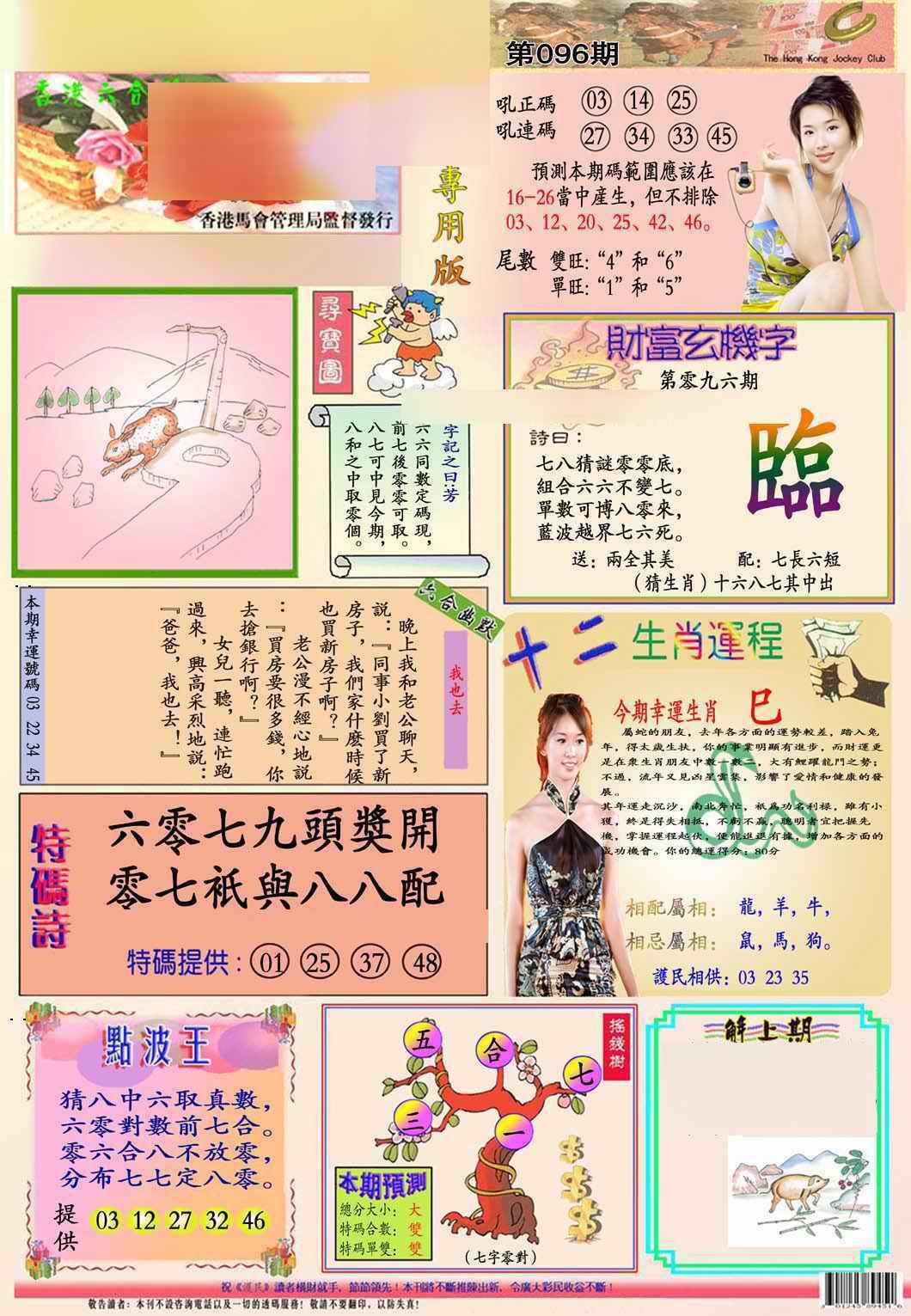 六合彩096期马经专用版(新图推荐)