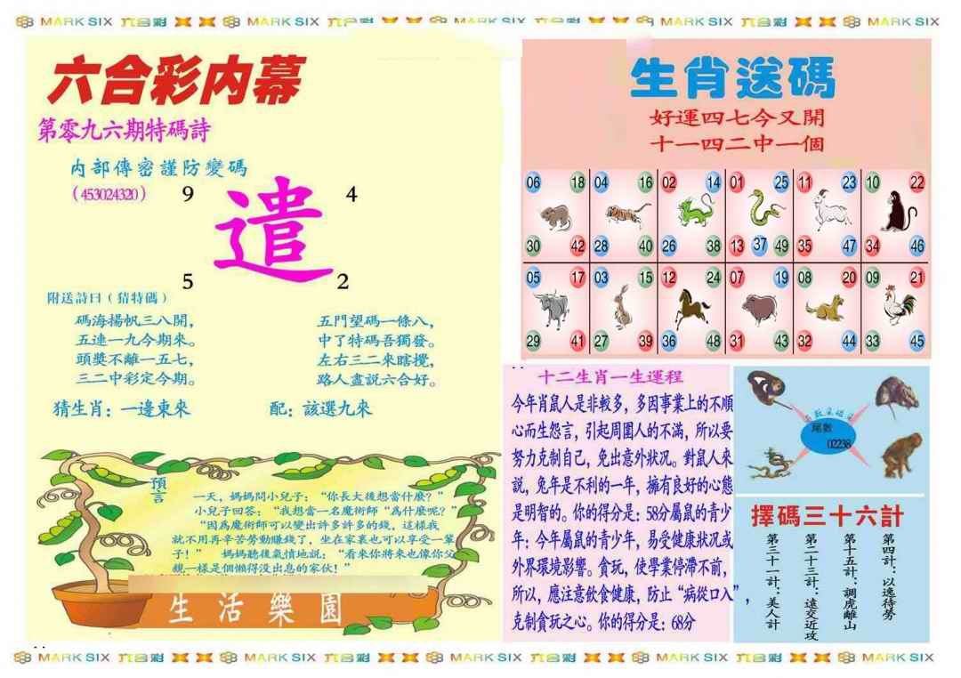 六合彩096期马经内幕B(新图推荐)