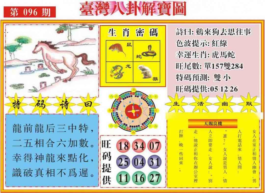 六合彩096期台湾八卦解宝图