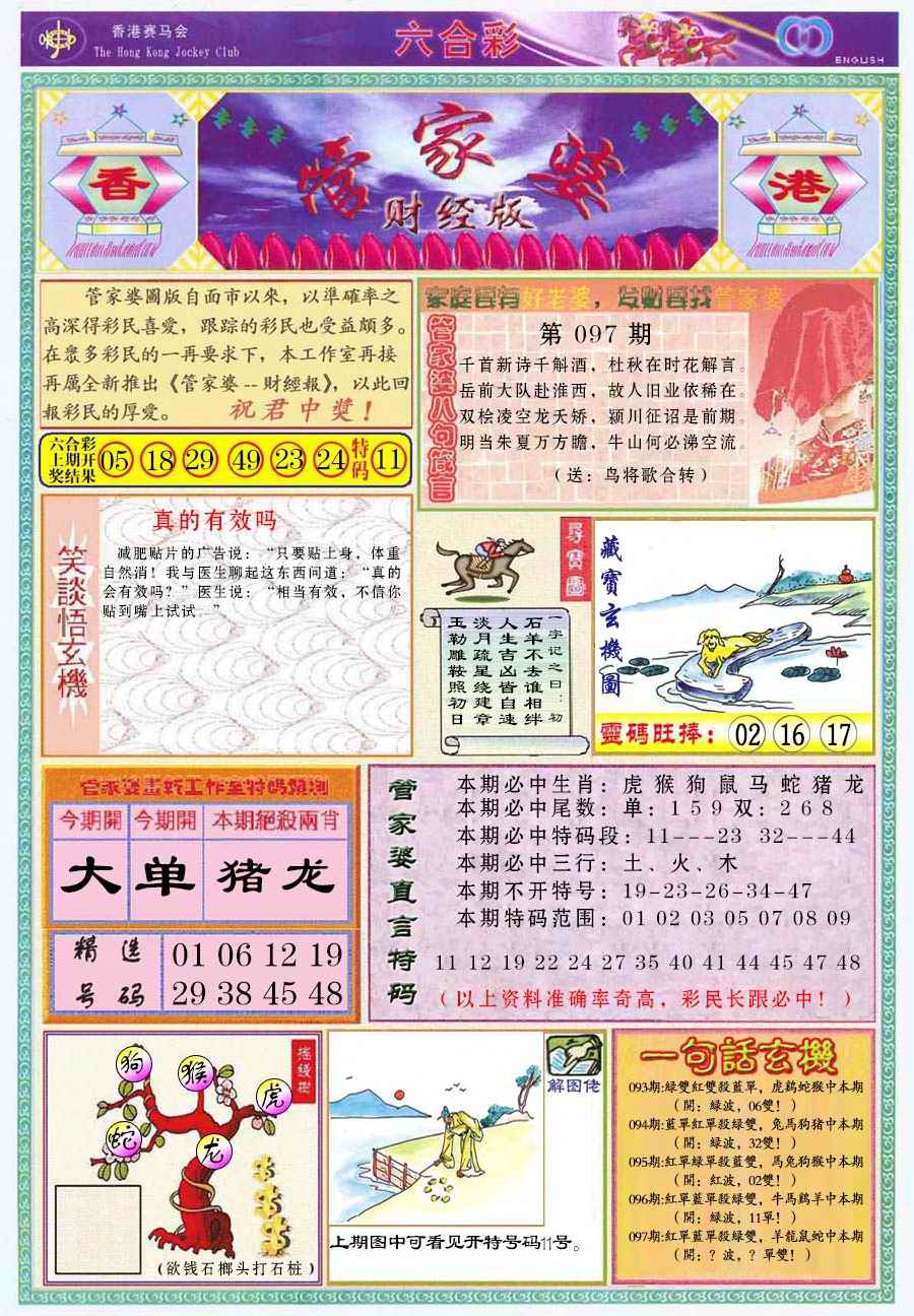 六合彩097期管家婆财经版
