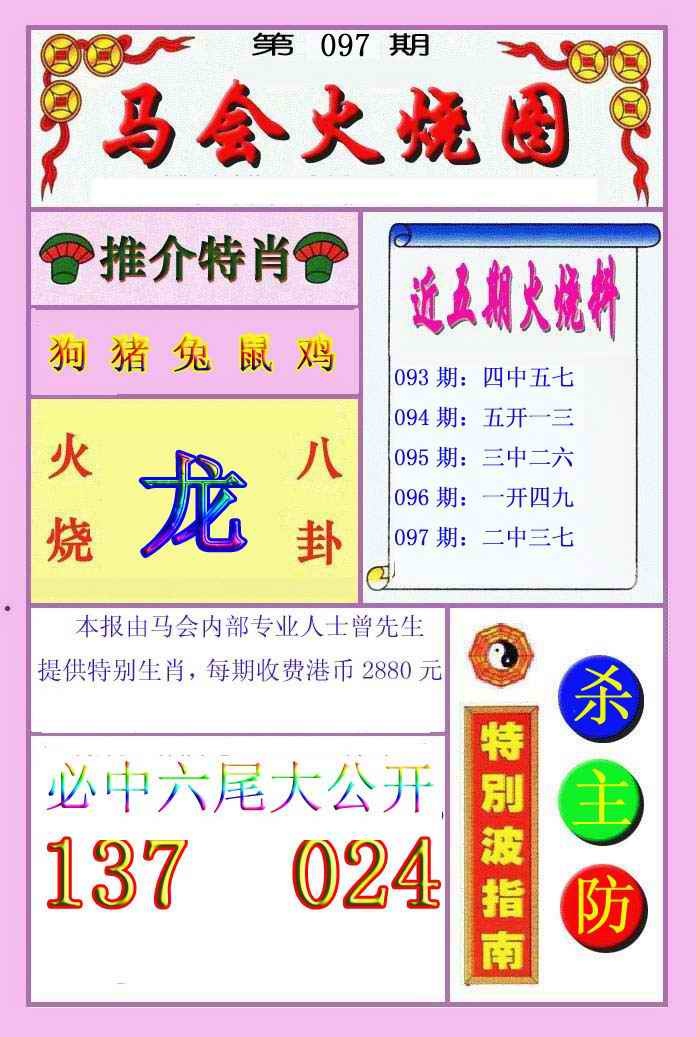 六合彩097期火烧图