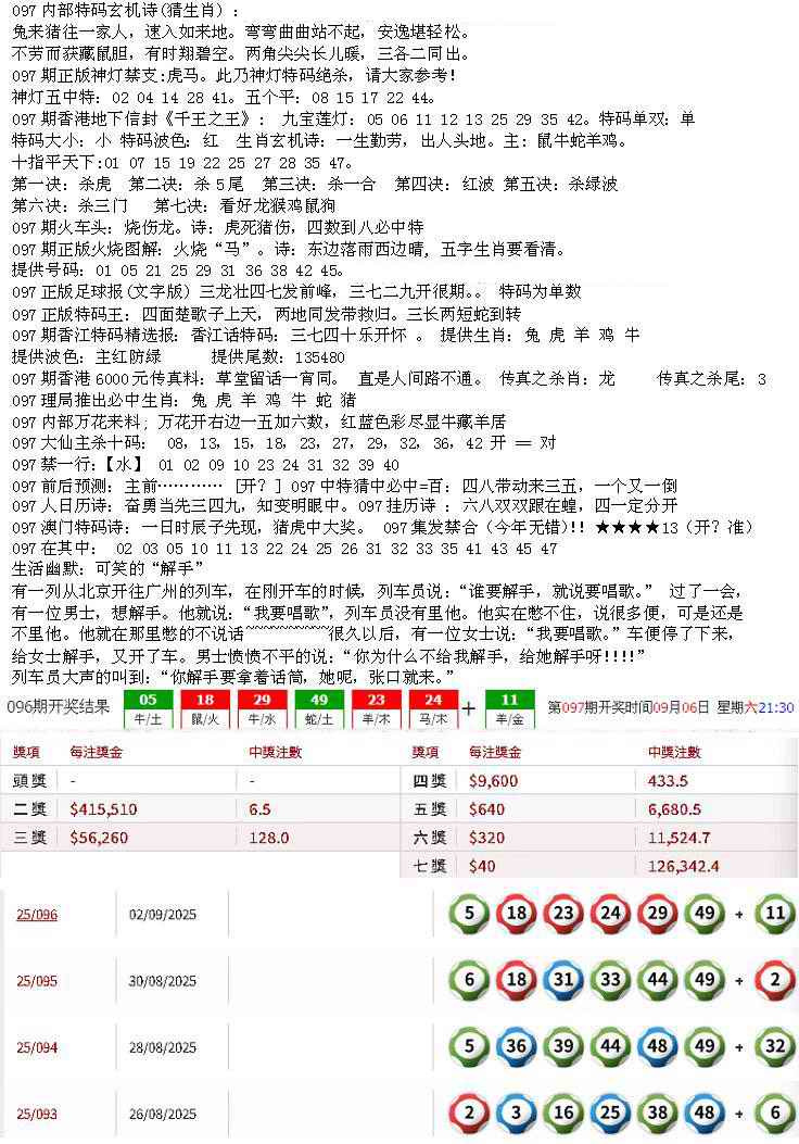 六合彩097期五星报B