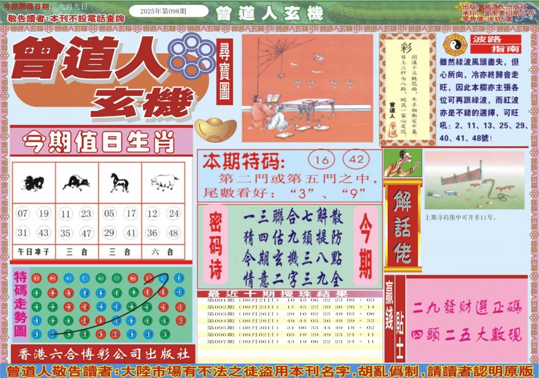 六合彩098期曾道人玄机A
