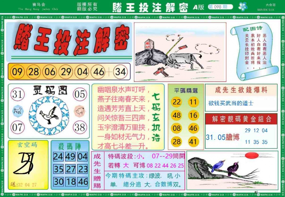 六合彩098期赌王投注解密记录