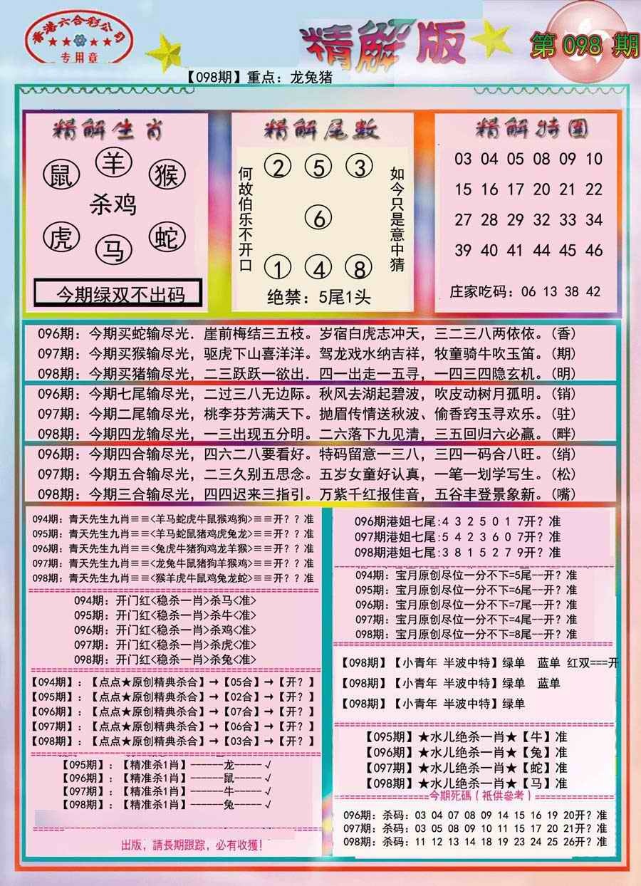 六合彩098期精解版-彩