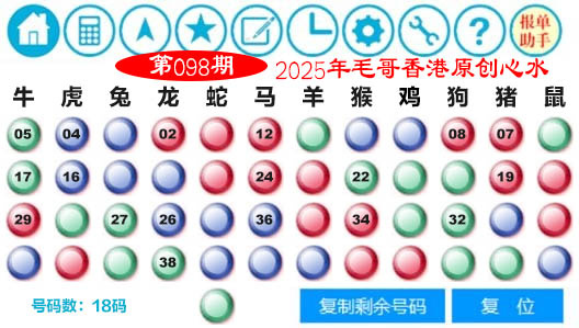 六合彩098期毛哥心水