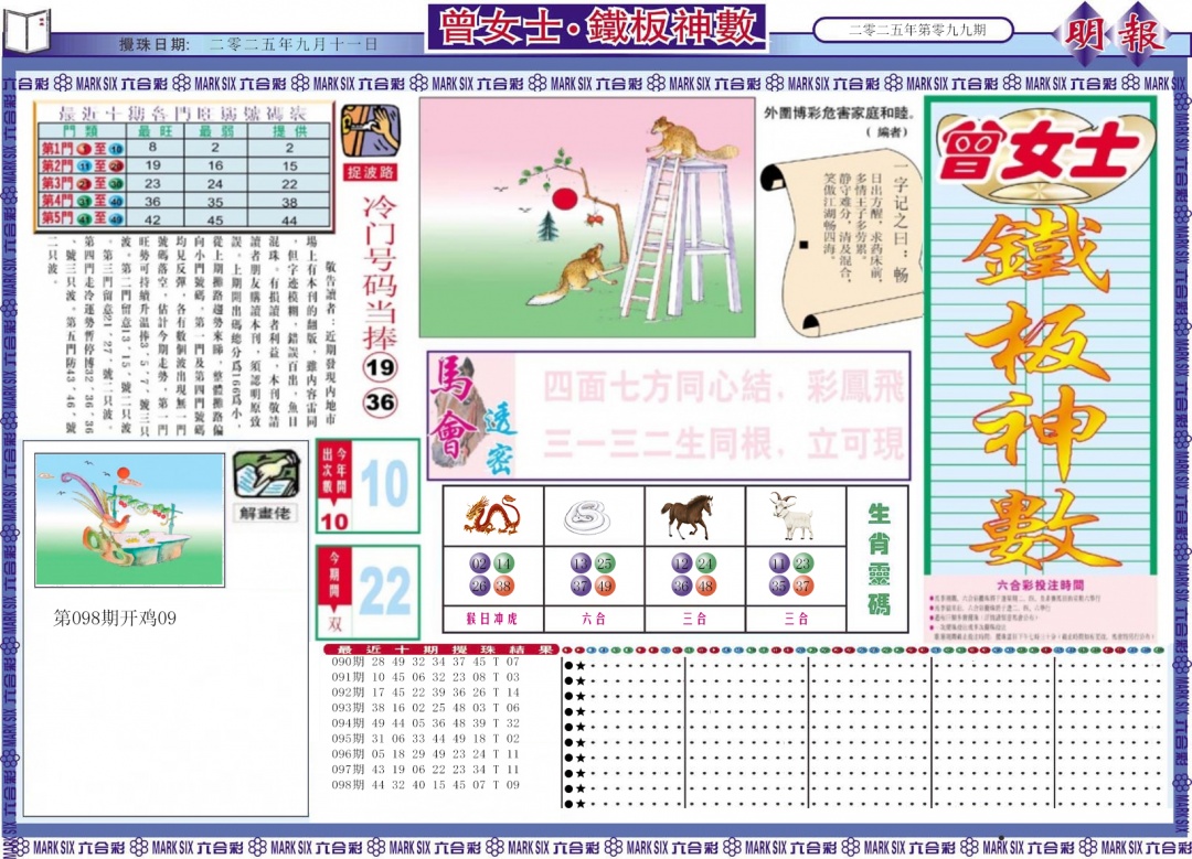 六合彩099期曾女士铁板神数A