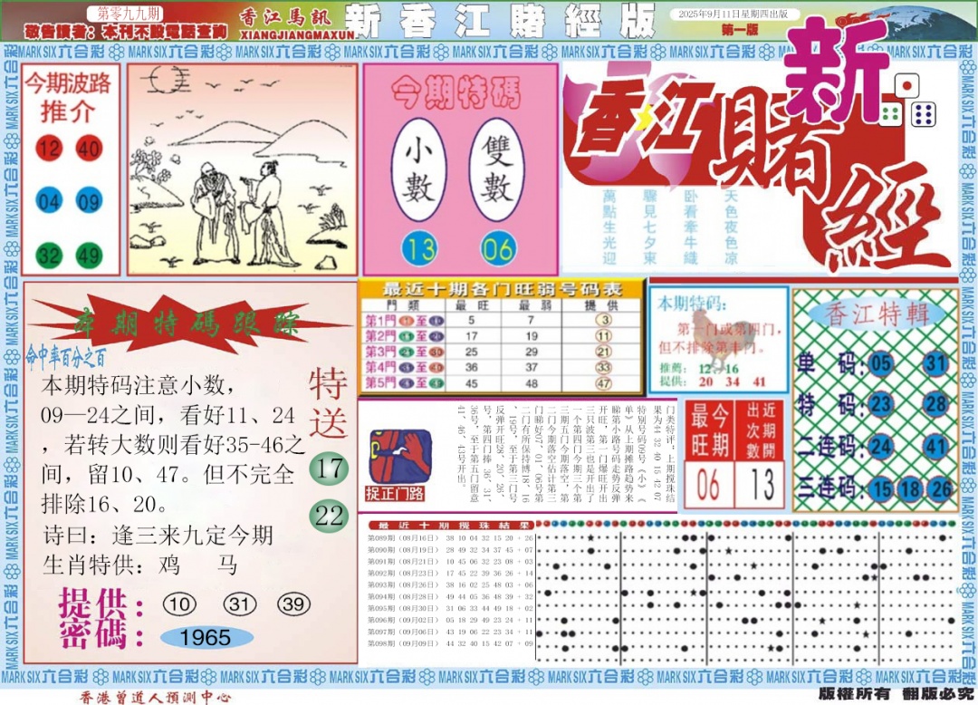 六合彩099期新香江赌经A