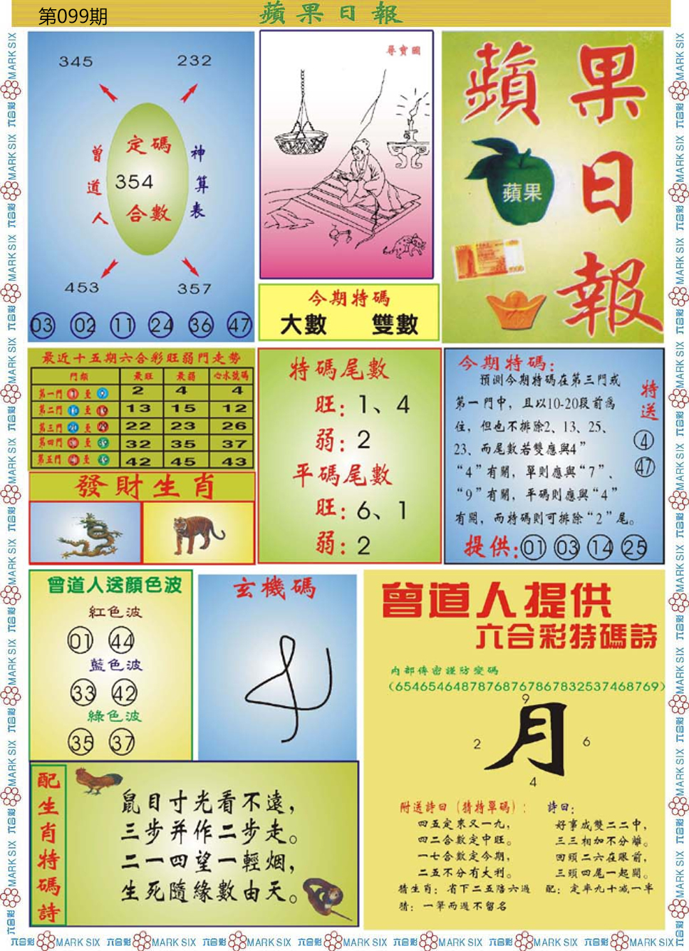 六合彩099期青苹果日报