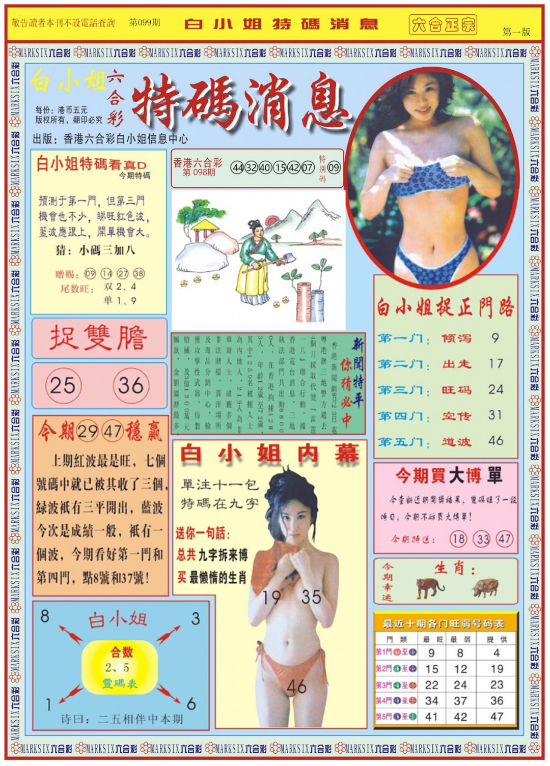 六合彩099期白小姐特码消息A