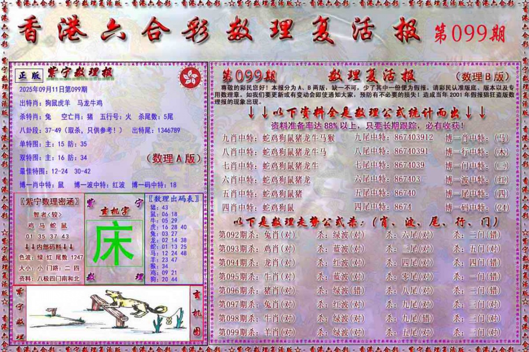 六合彩099期数理复活报