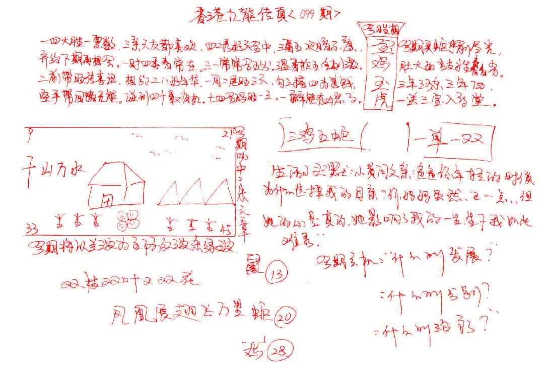 六合彩099期九龙传真(手写)