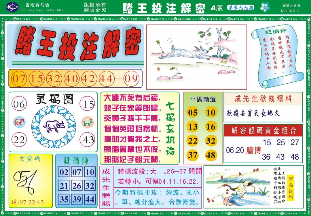 六合彩099期赌王投注解密记录